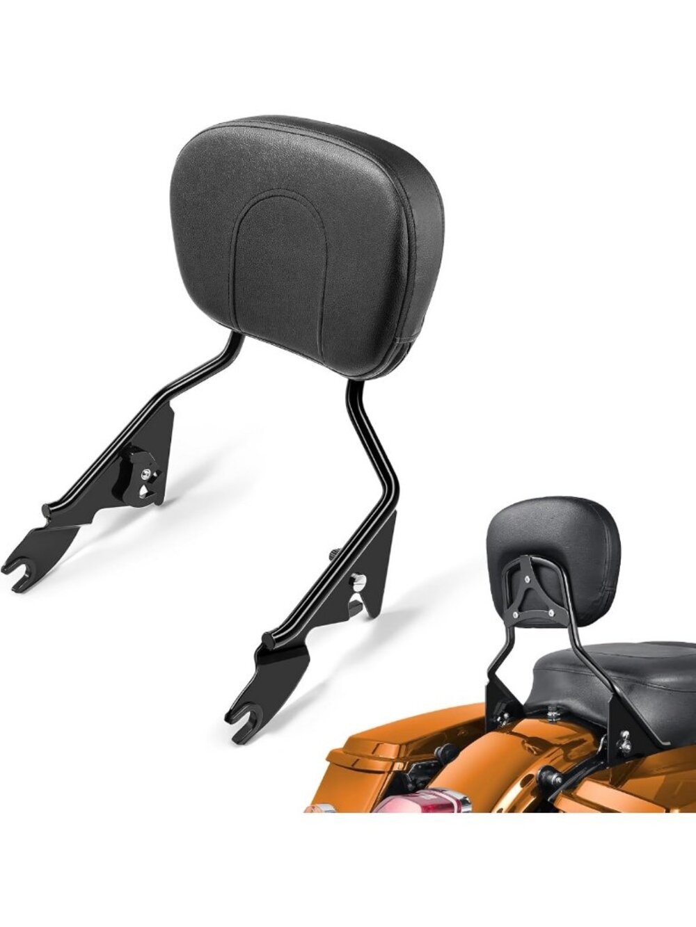 Detachable Quick Release Sissy Bar Backrest for Touring Motorcycles, Gloss Black